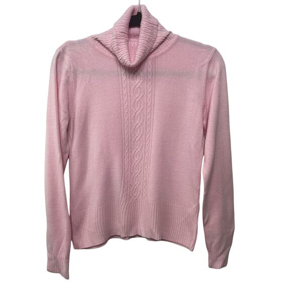 Dressbarn Pastel Pink Turtleneck Knit Pullover Sweater Med Petite Light Academia - Picture 1 of 8